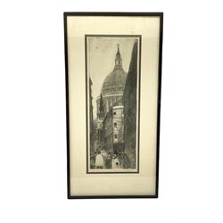 English School (early 20th century): St. Pauls Cathedral, etching indistinctly signed and titled 40cm x 15cm