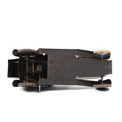 Wells tinplate clockwork limousine, the cream body, with blue roof and lithographed details, with driver and key, H8cm, L23cm