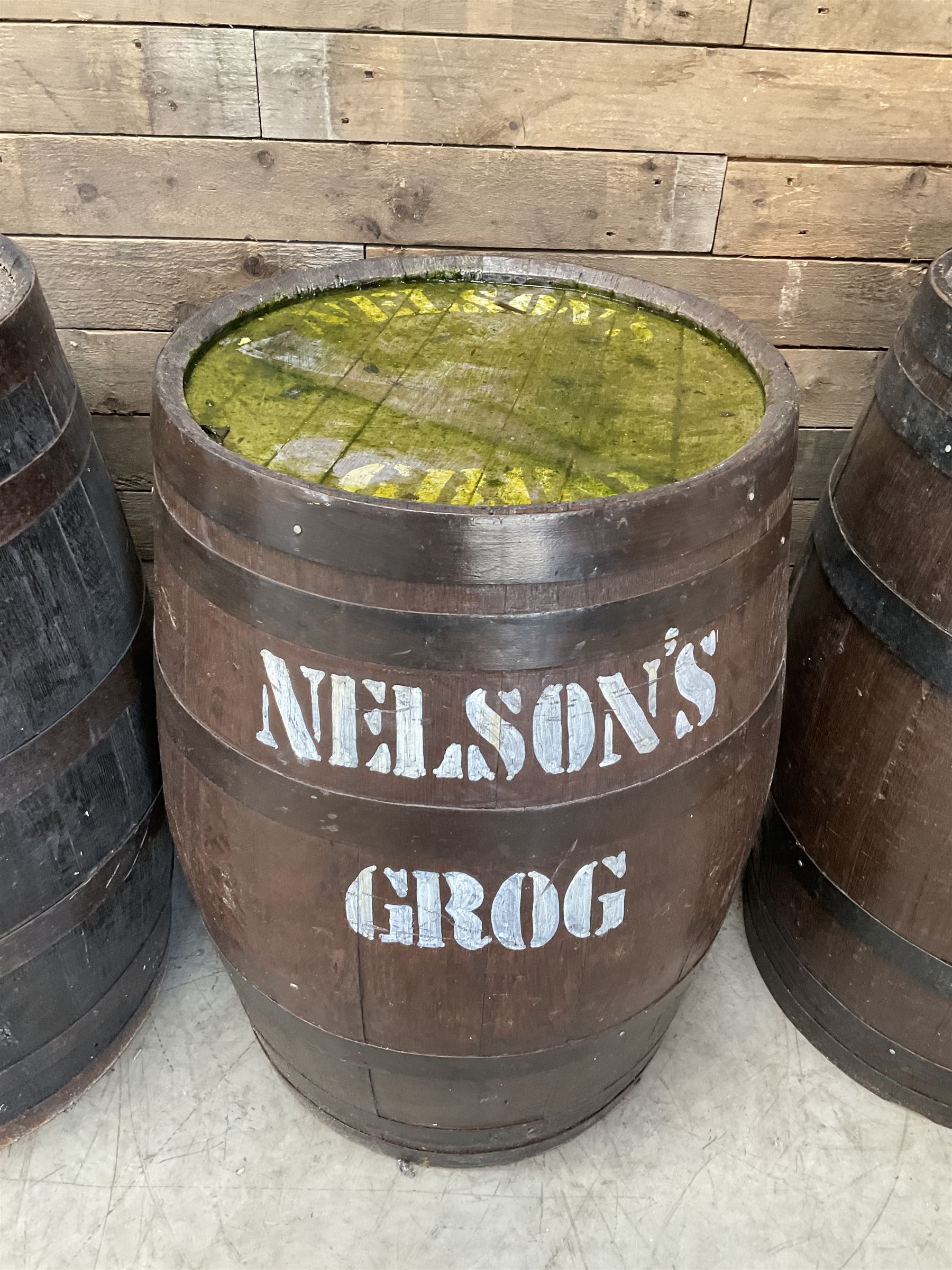 Four coopered barrel pub tables 