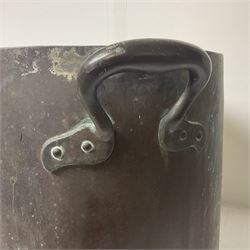 Twin handled copper boiling pan with fitting for a tap, H36cm, D39cm 