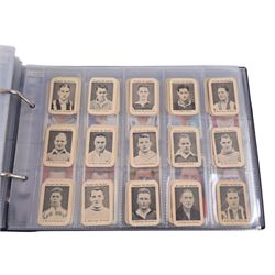 Collection of 1930s and later Football related trading and cigarette cards, including complete set of sixteen 1936 Topical Times Panel Portraits of Star Footballers, collection of further 1930s Footballer Panel Portraits, complete set of twenty-five 1955 The Wizard Famous Footballer cards, complete set of fifty Wills Association Footballers 1935, complete set of fifty Godfrey Phillips International Caps cards, etc, housed in three albums