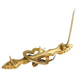 Early 20th century 12ct gold swallow brooch by Able & Charnell