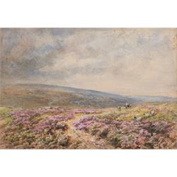 Sarah Ellen Weatherill (British 1836-1920): Riding over the Moors, watercolour signed 21cm x 30cm 