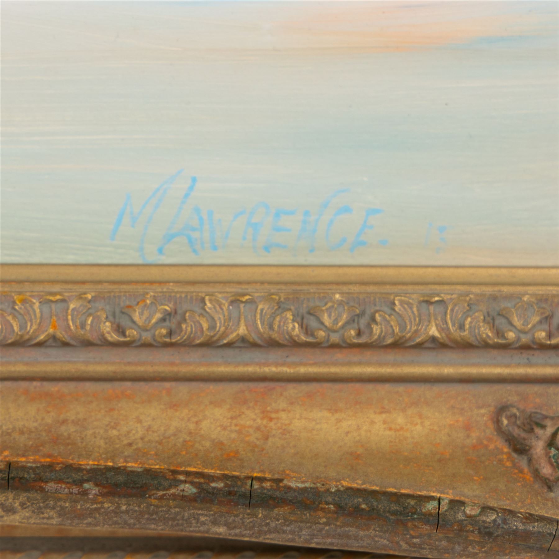 Michael Lawrence (British Contemporary): Merchant Vessels off a North African Port, oil on board signed 25cm x 71cm