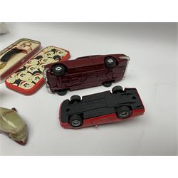 Onyx chess set, W21cm, Mickey Mouse watch in tin, Corgi Rolls Royce Corniche model, Aston Martin model and an onyx dolphin figure 