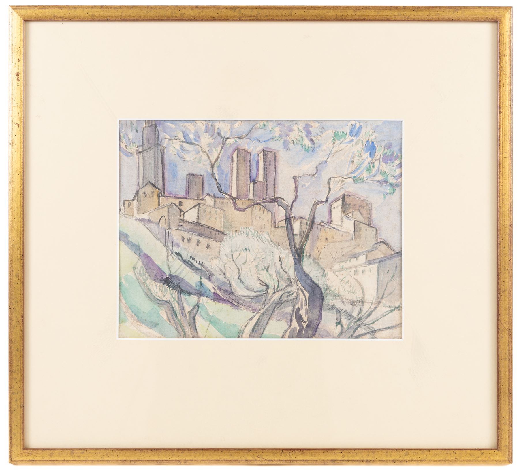 Elsie Marian Henderson, Baroness de Coudenhove (British 1880-1967): The Towers of San Gimignano - Italy, watercolour unsigned 20cm x 26cm 