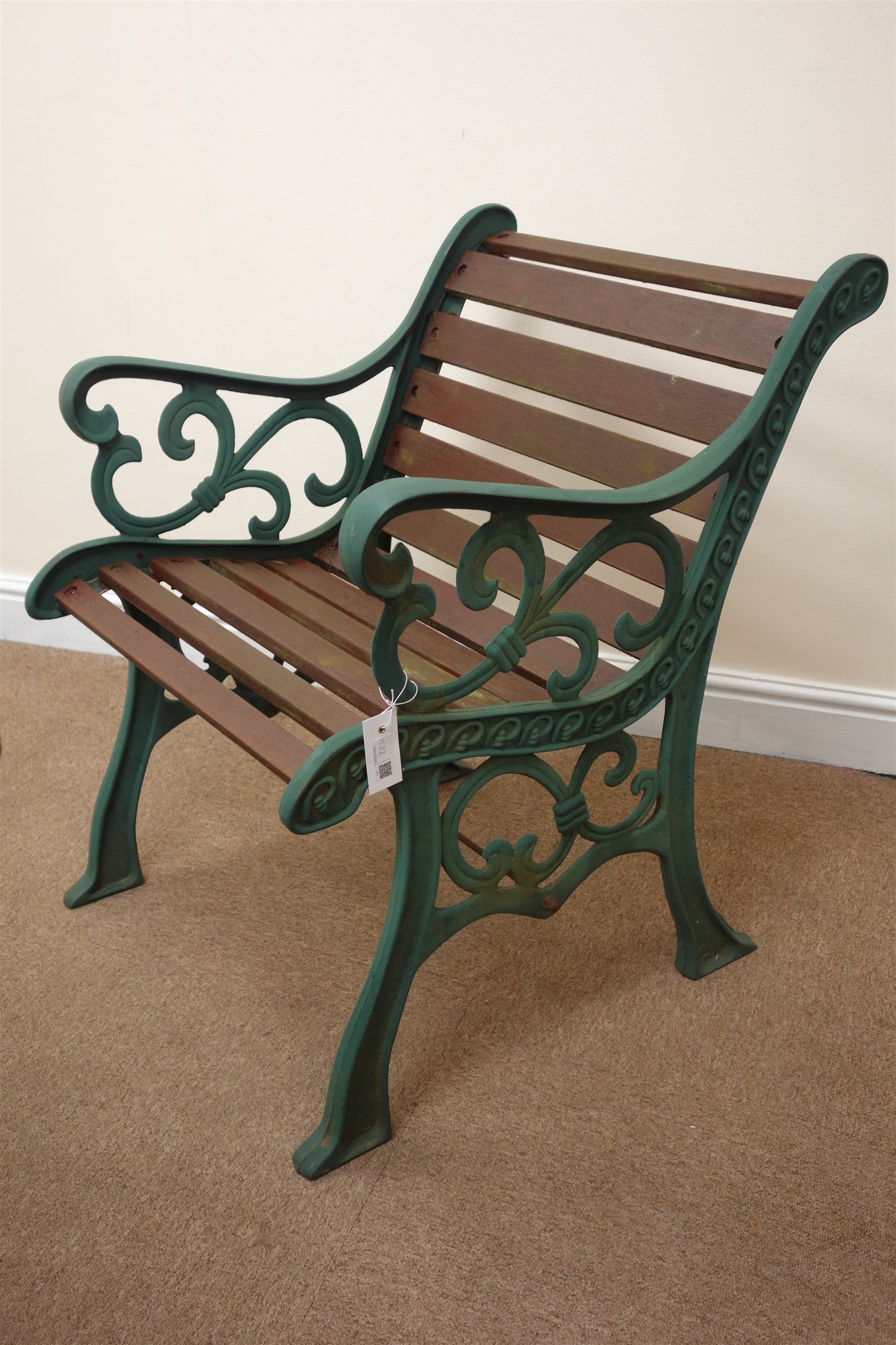 Cast iron and wood slatted rectangular garden table (W141cm, H66cm