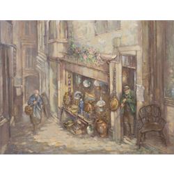 Donald Gray Midgely (British 1918-1995): An Antiques Shop in Whitby, oil on canvas board s...