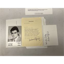 1949 England cricket team signatures including Hutton, Compton, Edrich, Laker etc on loose album page; and large quantity of other autographs of predominantly TV Soap Opera stars from Last of the Summer Wine, Eastenders, Emmerdale, Coronation Street, Heartbeat etc and other TV/Film personalities; on promotional photographs and clipped fragments of paper etc