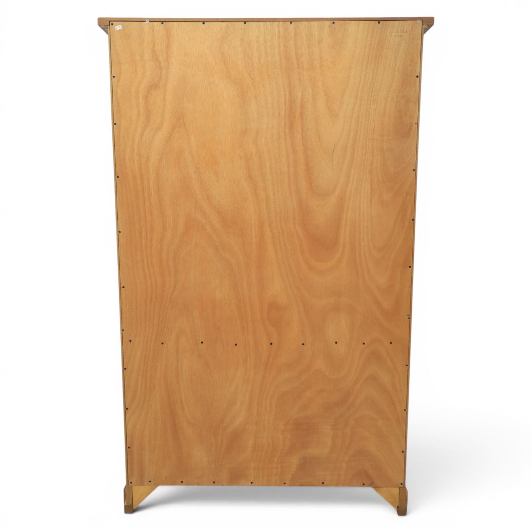 Light oak open bookcase fitted with three shelves, two cupboards, below