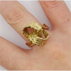 9ct gold textured knot design ring, hallmarked