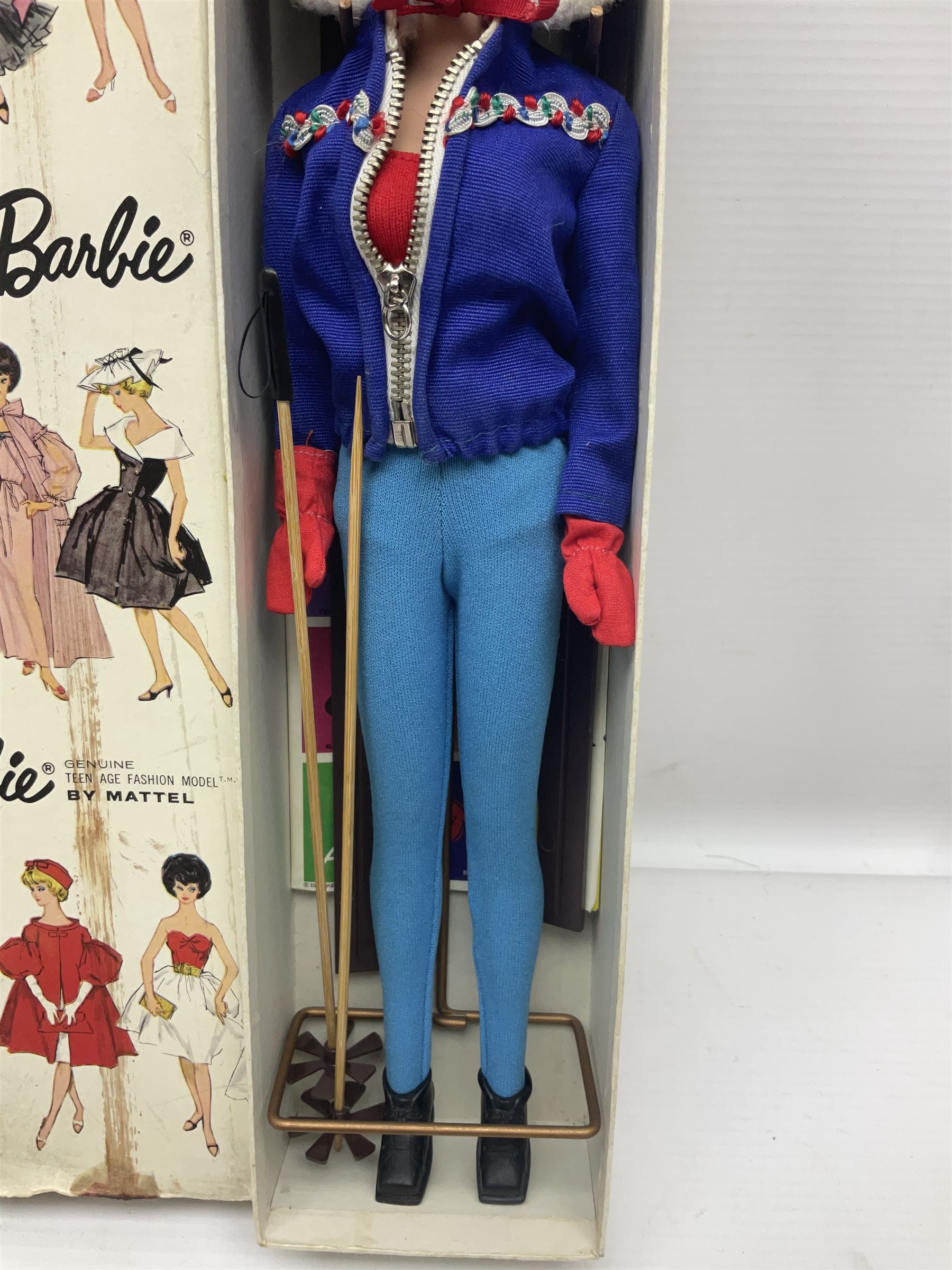 Two 1960s Mattel Barbie fashion dolls - 'Ski Queen' and 'Career Girl'; each in original decorative box with paperwork; and a quantity of Mattel and other fashion doll clothing