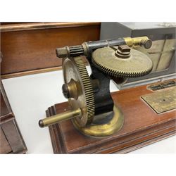 Collection of textile equipment, comprising, Goodbrand & Co. mahogany and brass yarn tester, Negretti & Zambra barograph and two sets of precision scales