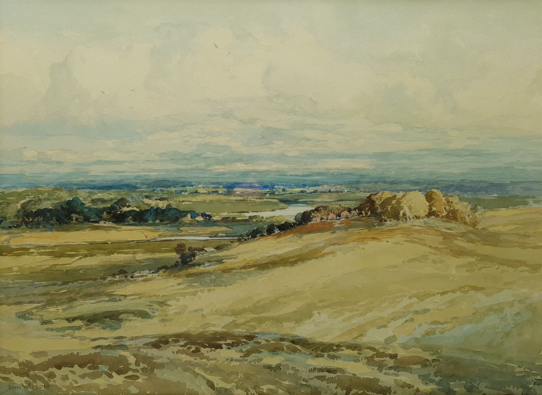 John Wilson (20th century) Extensive Landscape, watercolour signed 47cm x 65cm Affordable Art