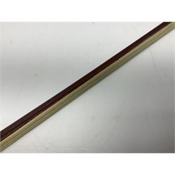 Nickel mounted pernambuco violin bow stamped R. Paesold L73.5cm