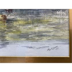 John Rock Jones (British c1836-c1898): 'Weetwood Bridge near Wooler', watercolour signed and dated 1985, titled verso 37cm x 56cm