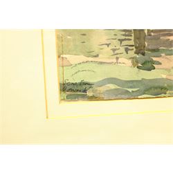 E C Clark (British 20th century): 'Scow Farm', watercolour signed 36cm x 54cm