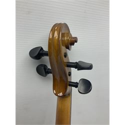 Stentor Student violin with 36cm two-piece back and spruce top, bears label 'The Stentor Student II No.1117807' L59cm; and another similar student's violin by Palatino (2)
