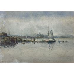 H Martin (British Early 20th century): Boat on Calm Water, watercolour signed 12cm x 17cm 