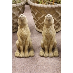  Pair composite stone seat Hare garden figures, H47cm  