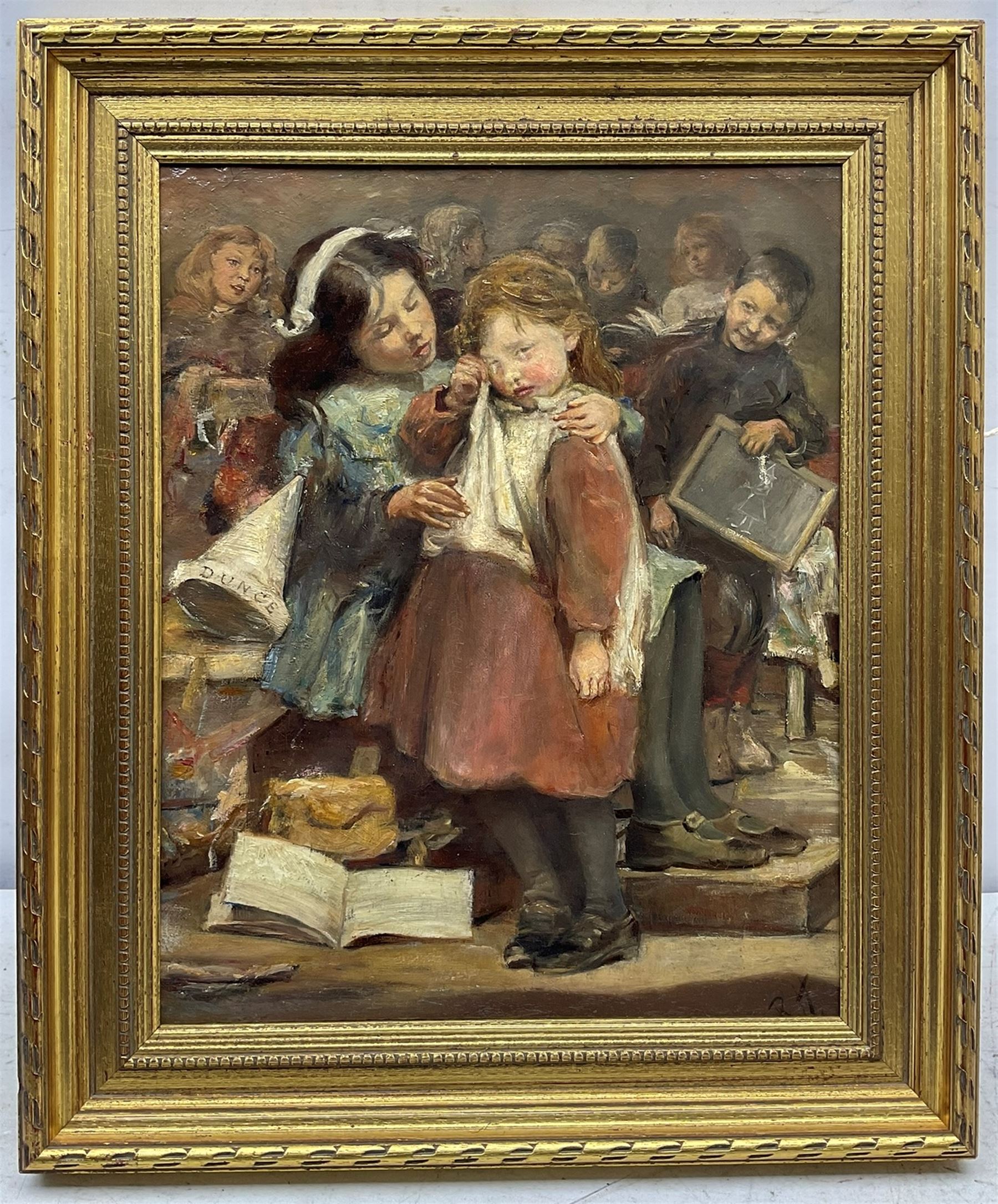 Ralph Hedley (Staithes Group 1851-1913): The School Room, oil on canvas signed with initials 37cm x 29cm