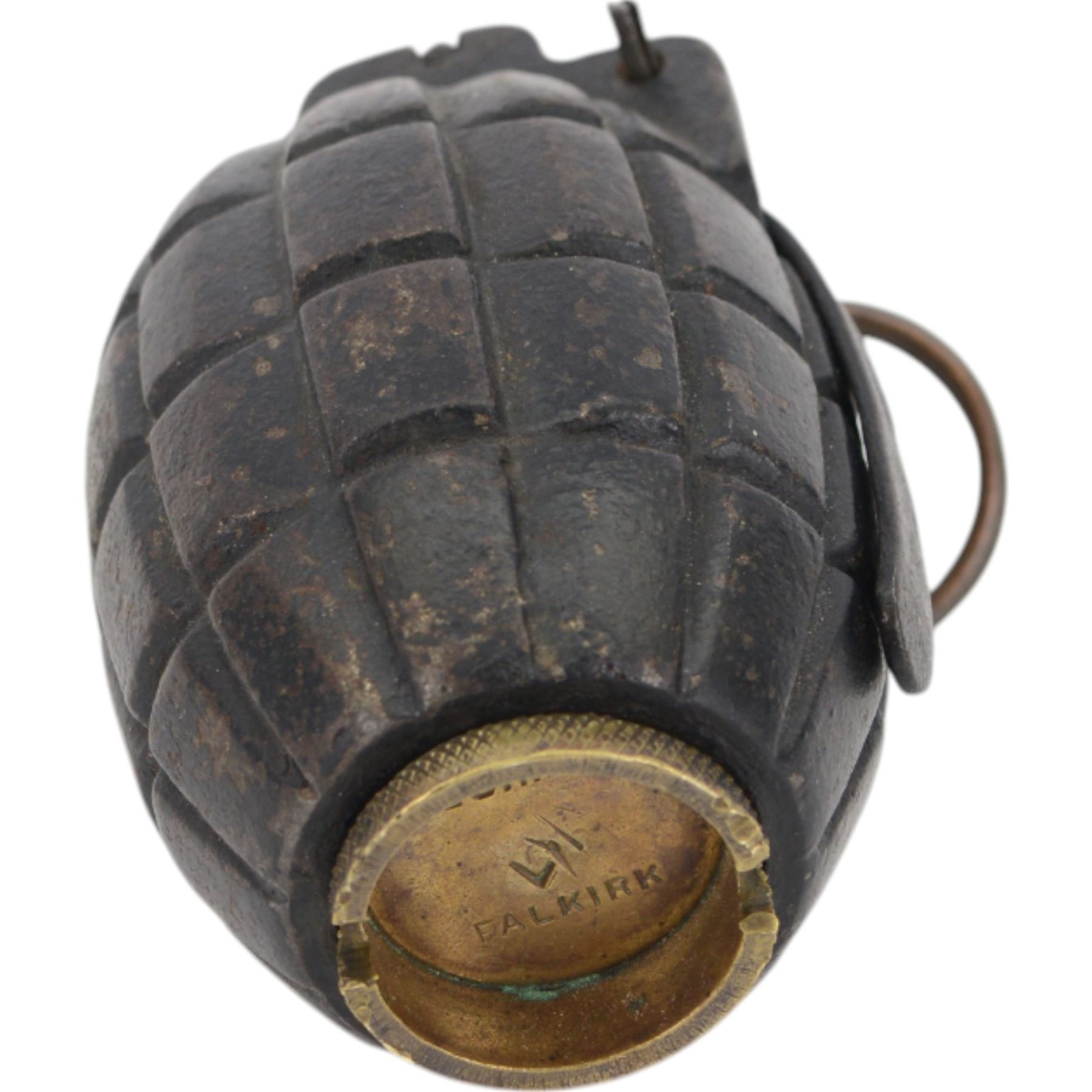 WWI British No.5 grenade, inert, marked on the baseplug No 5 Mk I FALKIRK for the Falkirk Iron Company Ltd, H10cm