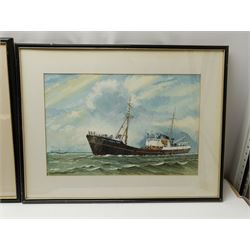 Harold Whitaker (British ?-1988): 'Kingston Diamond' 'St Gamecock' and 'Arctic Vandal', set three gouache ship's portraits signed and dated 1987, titled verso 32cm x 48cm (3)