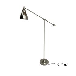 Brushed steel floor standing anglepoise type lamp