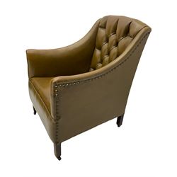 Georgian design reading chair, upholstered in buttoned leather