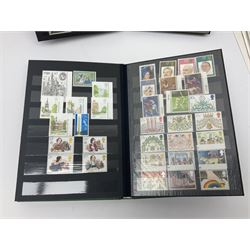 Mostly Queen Elizabeth II mint stamps, including decimal and pre-decimal examples, small number of first day covers, '50th Anniversary of the end of the Second World War' commemorative two pound coin cover etc