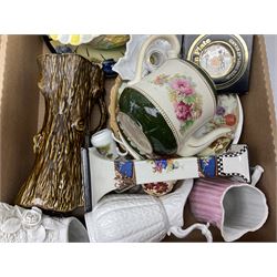 Collection of ceramics, to include Bretby Clanta Vase, Beswick Winnie the Pooh owl, Shelley teacup and saucer, Shelley Candlestick, Wedgewood vase etc, in two boxes