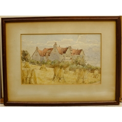 English School (19th/20th century): 'Newburn Churchyard', watercolour indistinctly signed, titled and dated 1896, and a watercolour of a country house by a different hand unsigned, max 18cm x 25cm (2)  