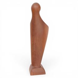 Simon Randers for Randers, teak sculpture of an abstract figure, H43cm 