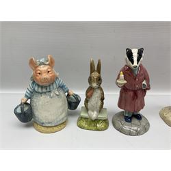 Sixteen Royal Albert Beatrix Potter figures, including Poorly Peter Rabbit, Jemima Puddle Duck and Squirrel Nutkin etc, all boxed together with a Beswick Beatrix Potter Jeremy Fisher miniature jug and four Beswick Wind in the Willows figures 