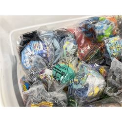 Quantity of Sunny Jim advertising soft toys, together with a quantity of Mcdonalds toys in two boxes