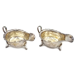 Pair of silver sauce boats by Viner's Ltd Sheffield 1940 7oz