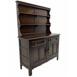 Ercol dark elm dresser, with plate rack