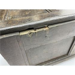 Early 19th century carved oak blanket box