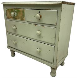 Victorian painted pine chest, two short over two long drawers
