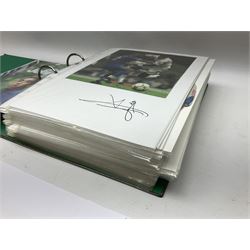 Collection of approximately 200 Leeds United related autographs, predominantly signed newspaper cuttings, contained within ring binder, together with a number of loose examples