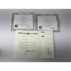 Four limited edition Franklin Mint House of Fratelli Coppini crosses, to include Majestic Cross, Sacred Cross, Star of Hope Jewelled Cross and The Gates to Paradise Cross, all under glass domes, H13cm