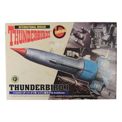 Collection of Japanese issue Gerry Anderson Thunderbirds model kits, comprising two Bandai Classic Thunderbirds kits, two Konami Classic Thunderbirds kits, Imai Thunderbird 1 kit, Bandai Thunderbird 3 kit and a Aoshima Thunderbird 2 kit, all boxed