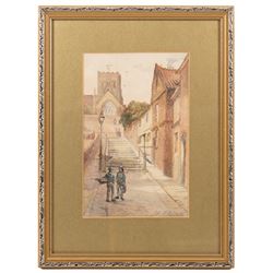 John Wynne Williams (British fl.1900-1920): Whitehead Hill and St Marys Steps, pair watercolours signed 24cm x 15cm; Austen Smith (British Early 20th Century): View towards Scarborough Castle, watercolour signed and dated 1913, 10.5cm x 17.5cm; A Smith (British Early 20th Century): Scarborough Harbour Scenes, pair watercolours signed 22cm x 34.5cm (5)