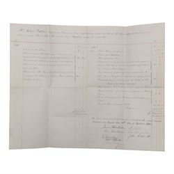 York interest - collection of 18th and 19th century vellum indentures, wills, probate documents and related papers concerning central York properties, streets and residents, including Micklegate, The Shambles, Bootham, Fishergate, Walmgate, Monkgate and Goodramgate, with probate of John Ealand, formerly of The Shambles, York, butcher, later of Swan Street, Nunnery Lane, probate of Roger Iddison of No.8 Portland Street, York, auctioneer, probate of Eliza Nottingham of Bootham Asylum, formerly of St Paul’s Square, together with documents relating to butchers, farmers, tradespeople and York families, many retaining original seals and stamps, in one box