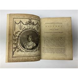 Tickell Rev. John: The History of the Town and County of Kingston upon Hull. 1798 Hull. Linen backed frontispiece and other engraved plates. Rebound in quarter calf with blue boards, marbled edges and new end papers; together with T. Tindall Wildridge: The Hull Letters. Ndc1886 (2)