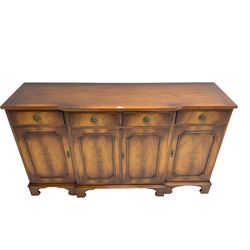 Reprodux Bevan Funnell - mahogany breakfront sideboard, fitted with four drawers, above four cupboards, on bracket feet