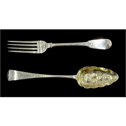 George III silver berry spoon by Solomon