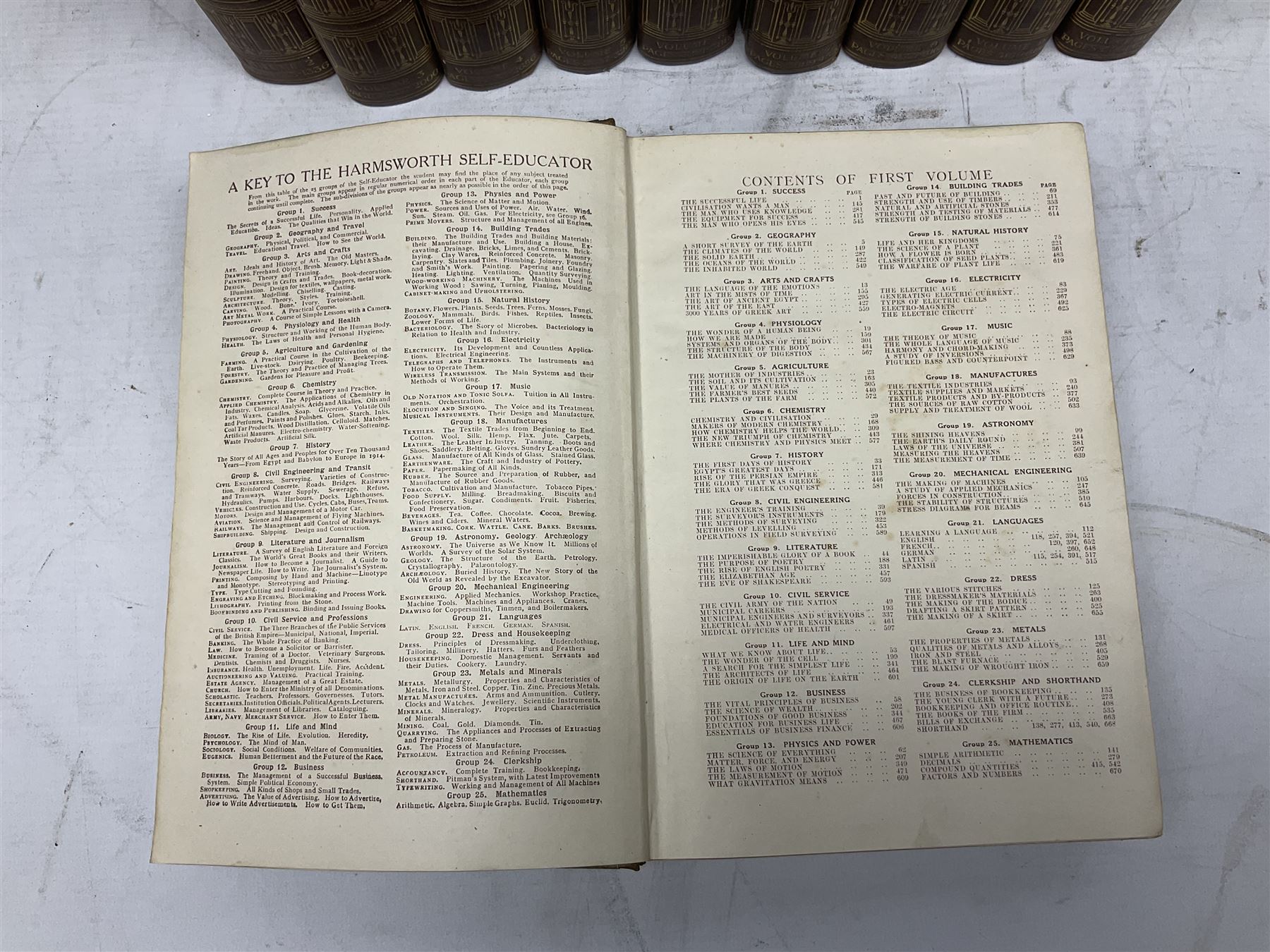 Full set of The New Harmsworth Self-Educator in ten volumes 