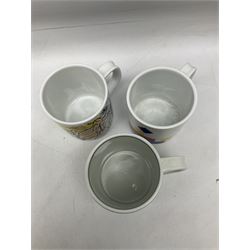Set of three Royal Copenhagen year mugs, comprising 1976 with silver plaque stamped 925 beneath, and two 2000 examples, H11.5cm