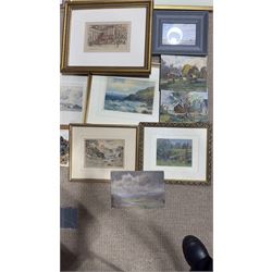 Collection of mostly watercolours, variously signed, artists to include Tom Anderton, Walter Henry Sweet, James Robertson Miller, Percy Hipkiss, J B Donaldson, Phil Smith and others indistinctly signed, contents in one box 